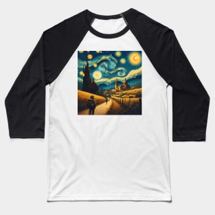 Camino de Santaigo, Spain, in the style of Vincent van Gogh's Starry Night Baseball T-Shirt